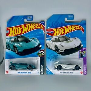 Hot Wheels Koenigsegg Lot Of 2x -2020 Koenigsegg Jesko Blue & White HW Race Day